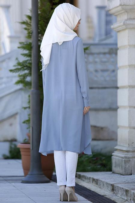 Neva Style - Kolyeli Buz Mavisi Tunik - 3