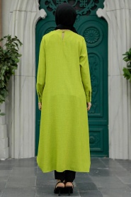 Neva Style - Kolyeli Fıstık Yeşili Tesettür Tunik 2450FY - Thumbnail