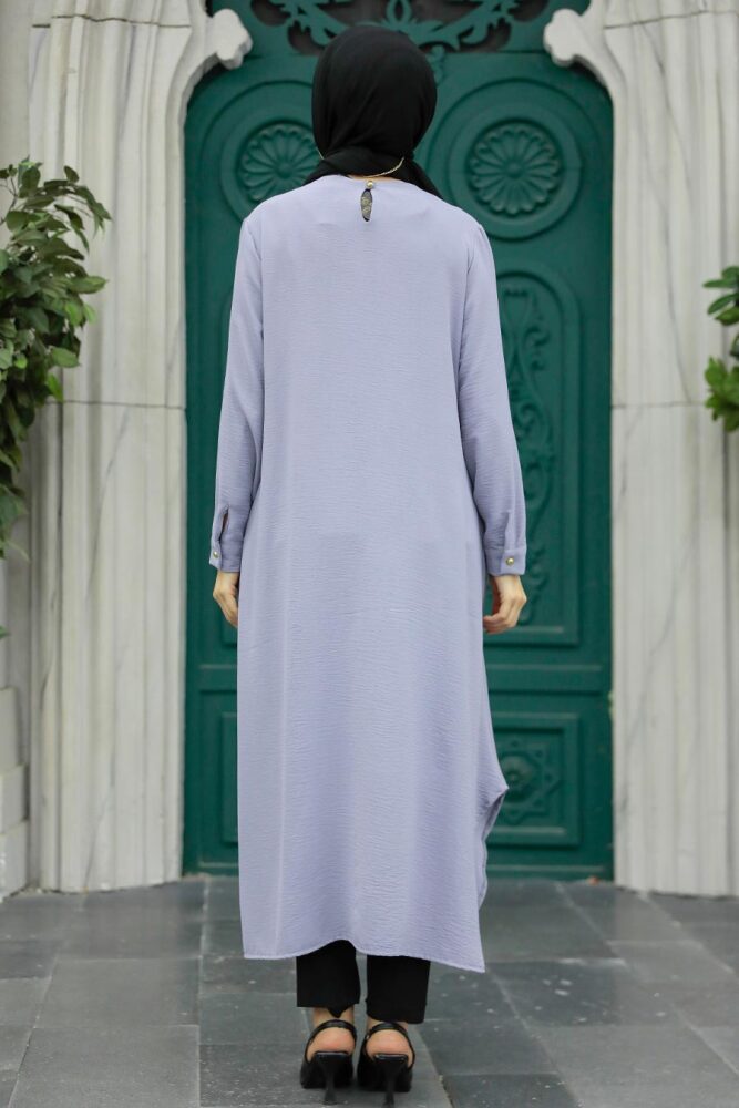 Neva Style - Kolyeli Gri Tesettür Tunik 2450GR - 3
