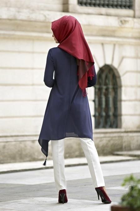 Neva Style - Kolyeli Lacivert Tunik - 3