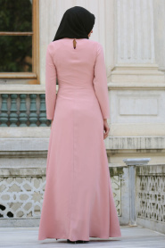 Neva Style - Kolyeli Pudra Tesettür Elbise 41490PD - Thumbnail
