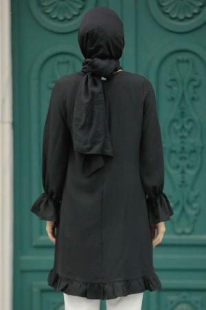 Neva Style - Kolyeli Siyah Tesettür Tunik 5281S - 3