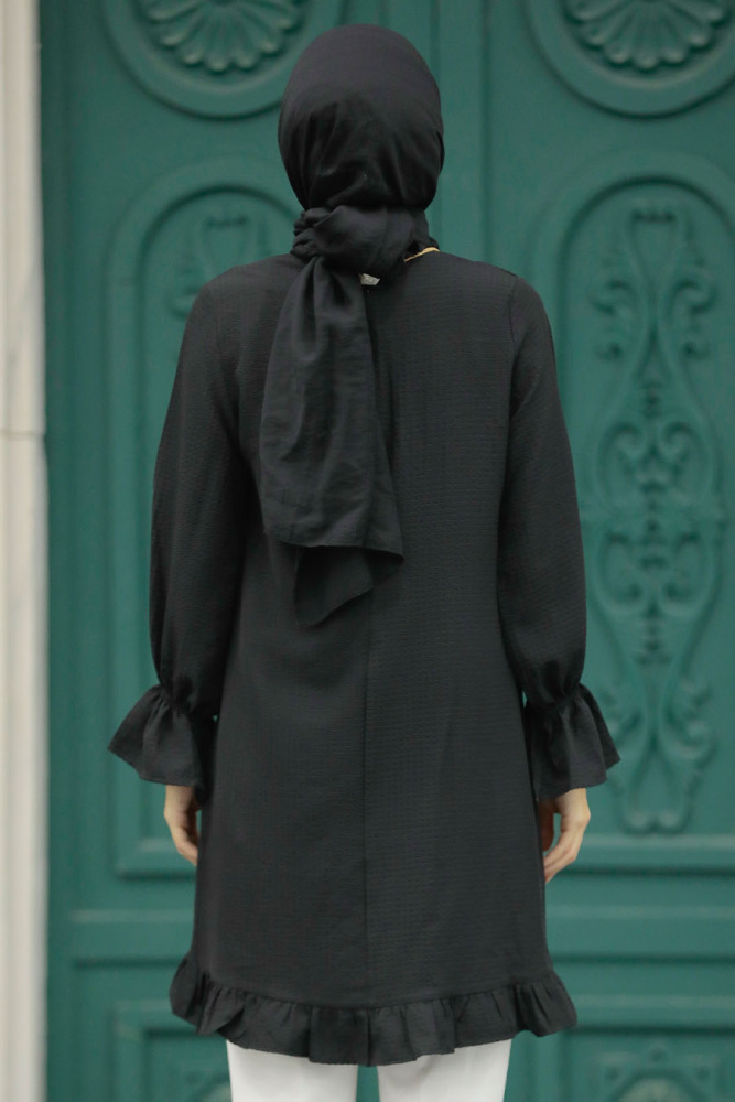 Neva Style - Kolyeli Siyah Tesettür Tunik 5281S - 3