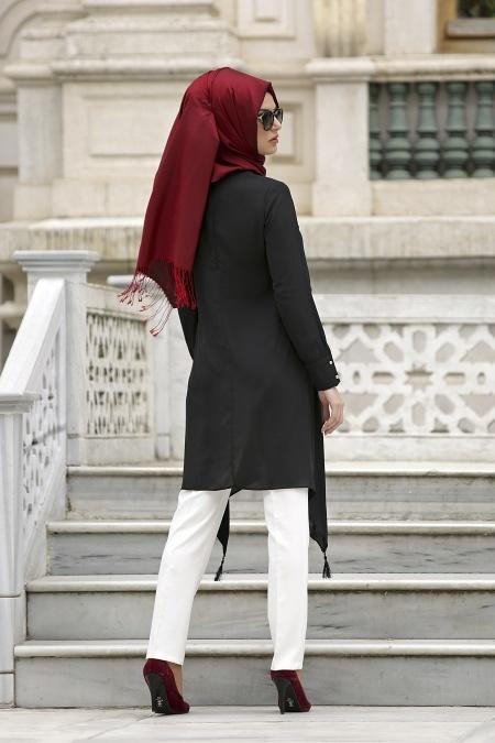 Neva Style - Kolyeli Siyah Tunik - 3