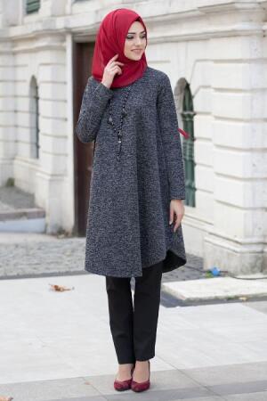 Neva Style - Kolyeli Siyah Tunik - 1