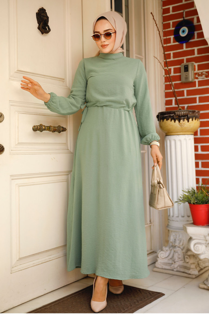 Neva Style - Koyu Mint Tesettür Elbise 6314KMINT - 1