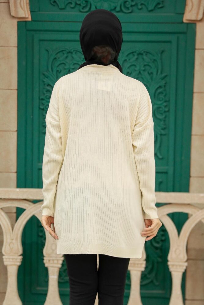 Neva Style - Krem Tesettür Triko Tunik 20132KR - 3