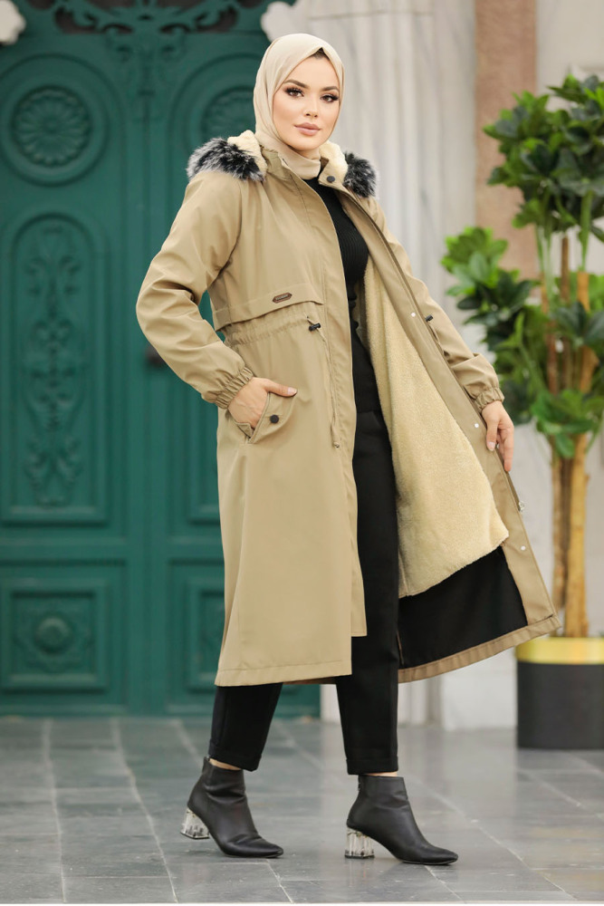 Neva Style - Kürklü Vizon Tesettür Parka 60651V - 2