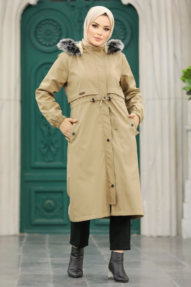 Neva Style - Kürklü Vizon Tesettür Parka 60651V - 3