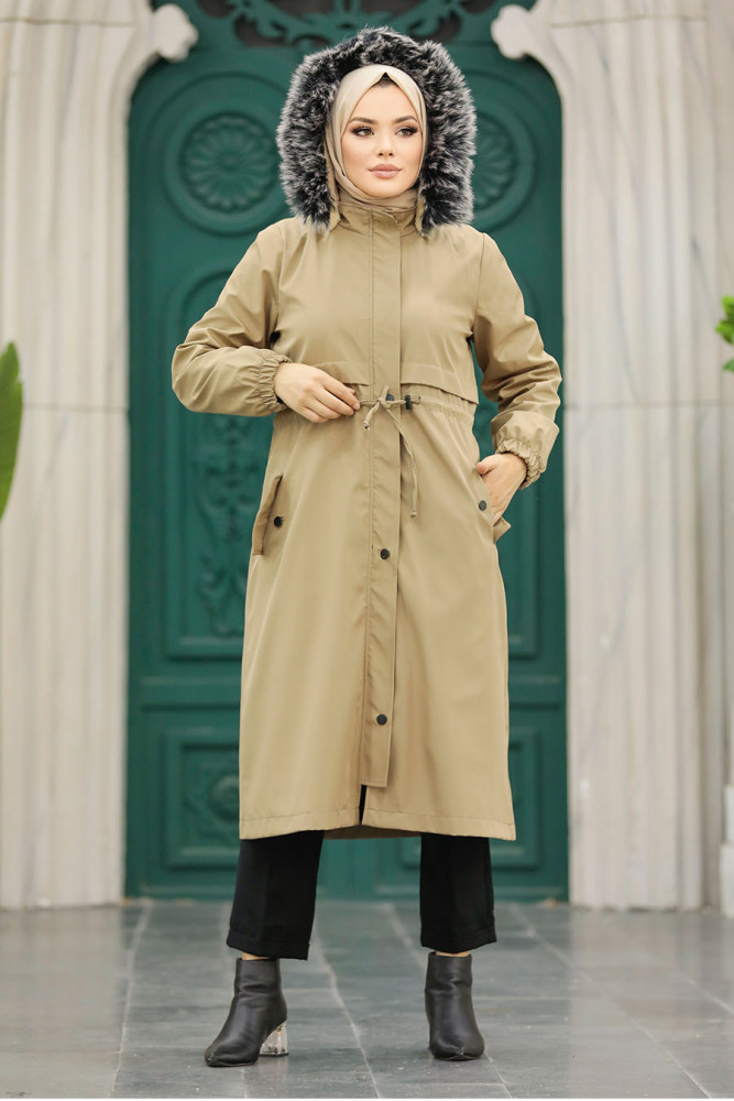 Neva Style - Kürklü Vizon Tesettür Parka 60651V - 4