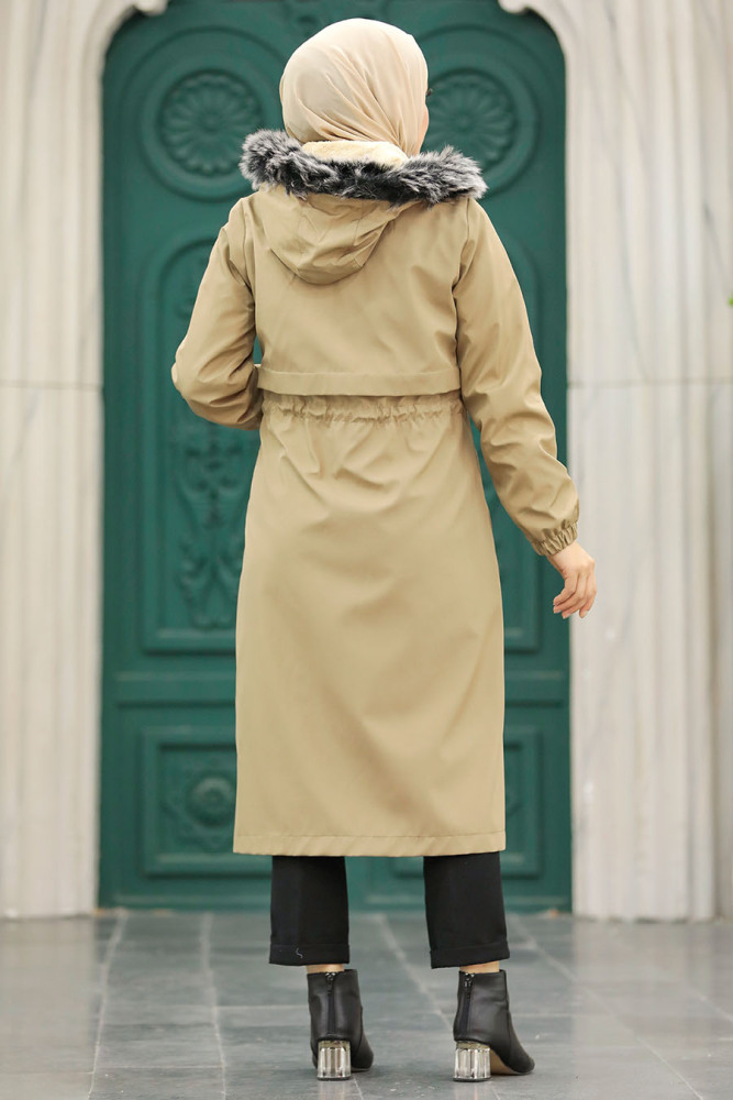 Neva Style - Kürklü Vizon Tesettür Parka 60651V - 6