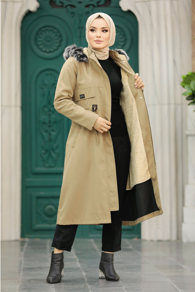 Neva Style - Kürklü Vizon Tesettür Parka 60652V - 2