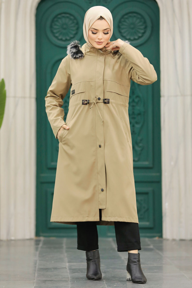 Neva Style - Kürklü Vizon Tesettür Parka 60652V - 4