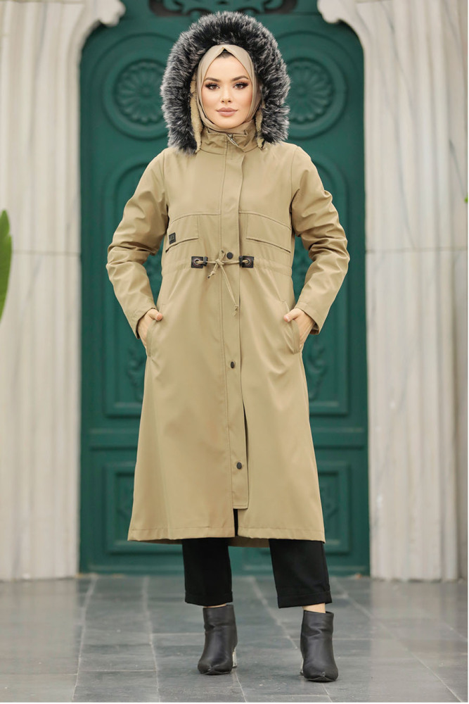 Neva Style - Kürklü Vizon Tesettür Parka 60652V - 5