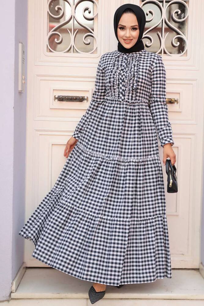 Neva Style - Lacivert Tesettür Elbise 2702L - 1