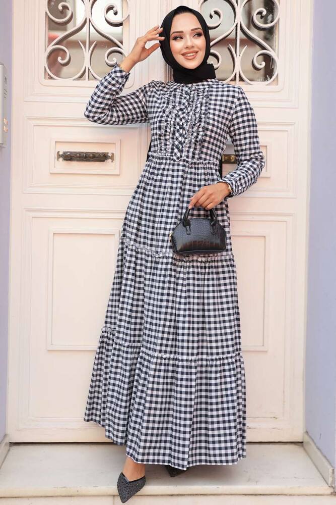 Neva Style - Lacivert Tesettür Elbise 2702L - 2