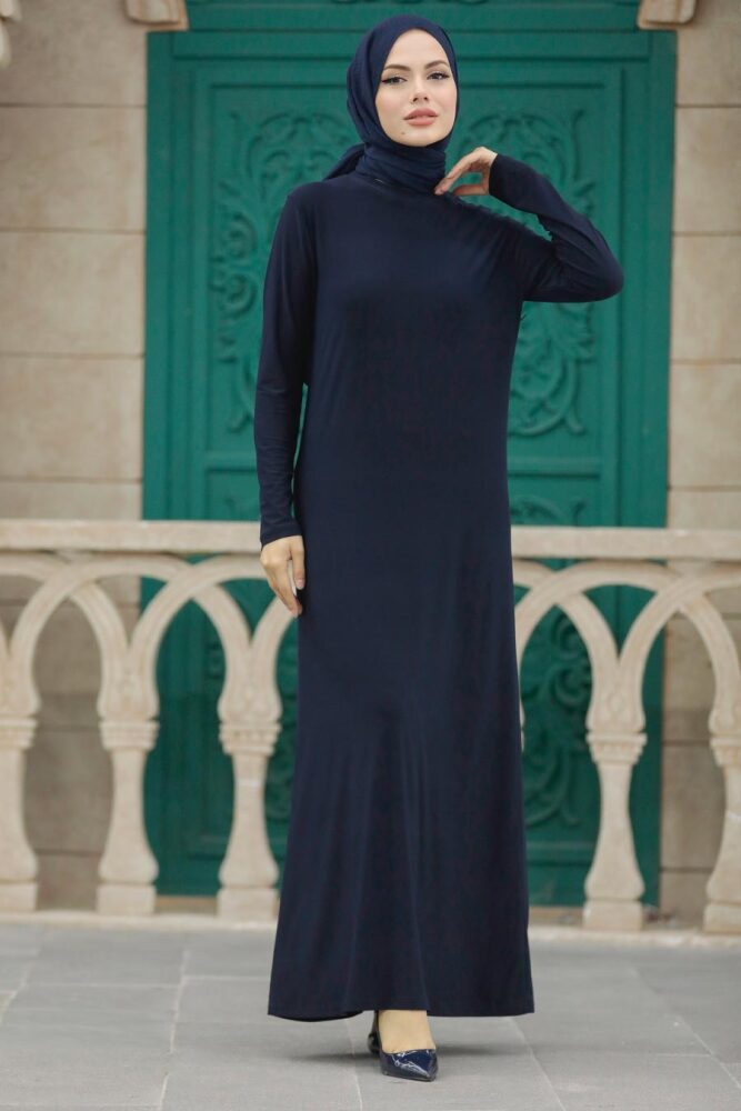 Neva Style - Lacivert Tesettür Elbise 380300L - 1