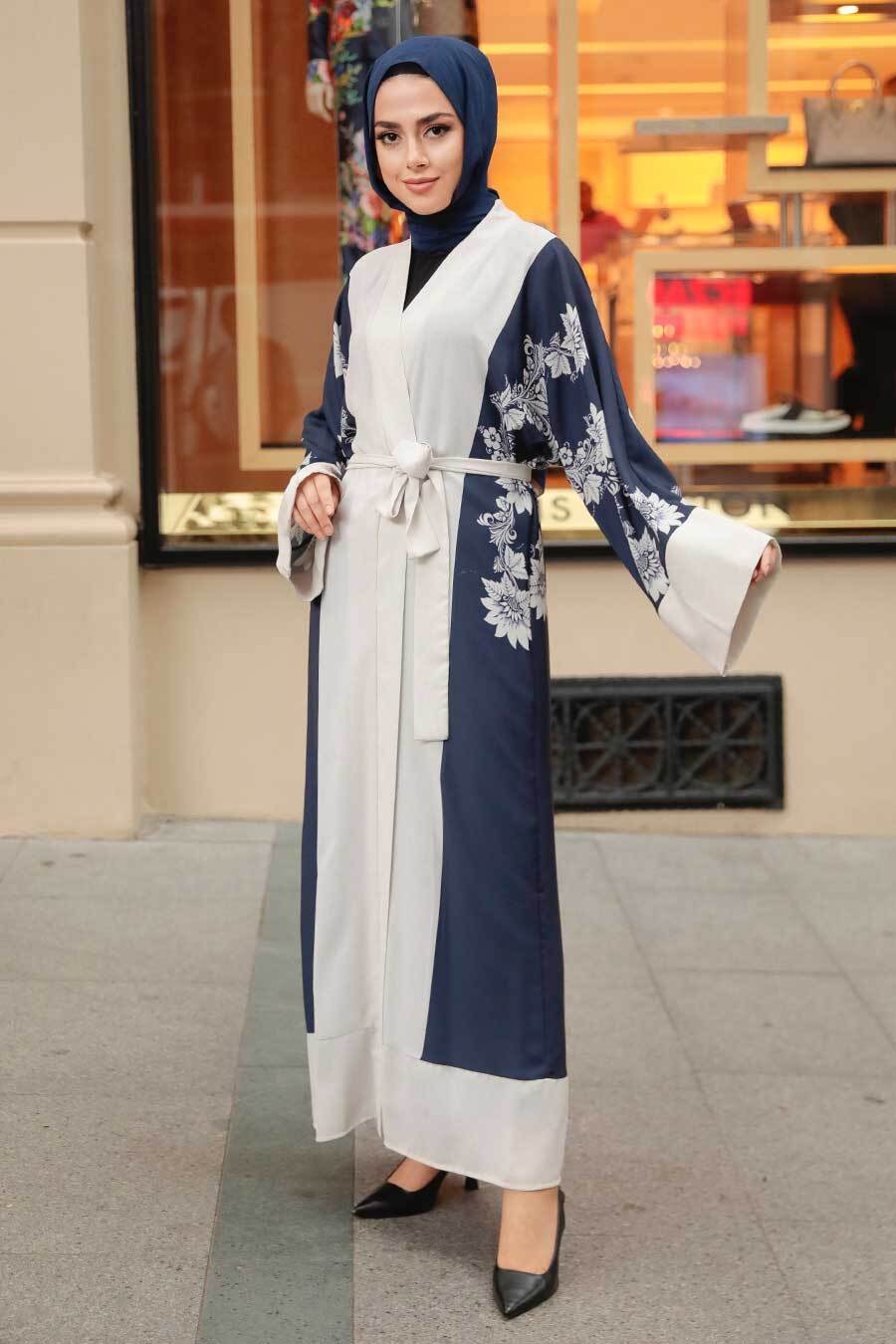 Neva Style - Lacivert Tesettür Kimono 33283L