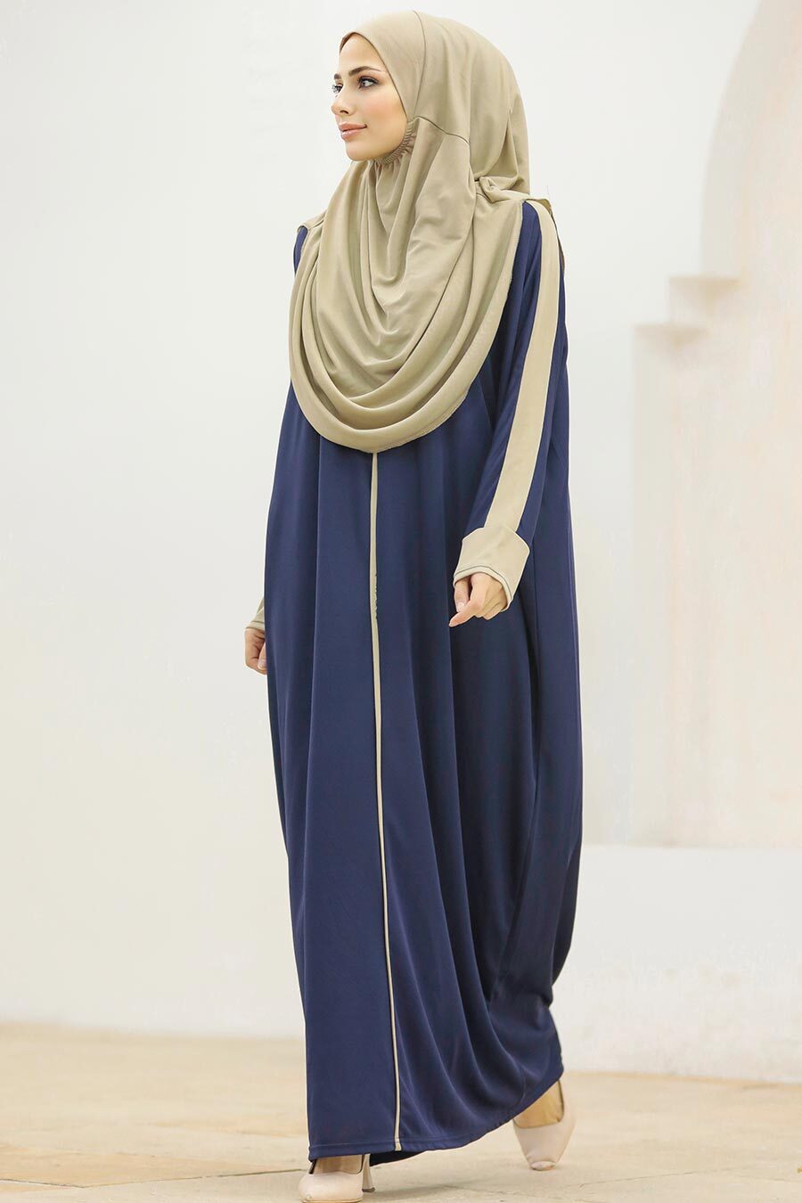 Neva Style - Lacivert Tesettür Namaz Elbisesi 2309L