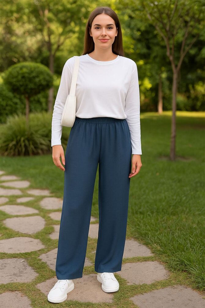 Neva Style - Lacivert Tesettür Pantolon 95633L - NEVA STYLE