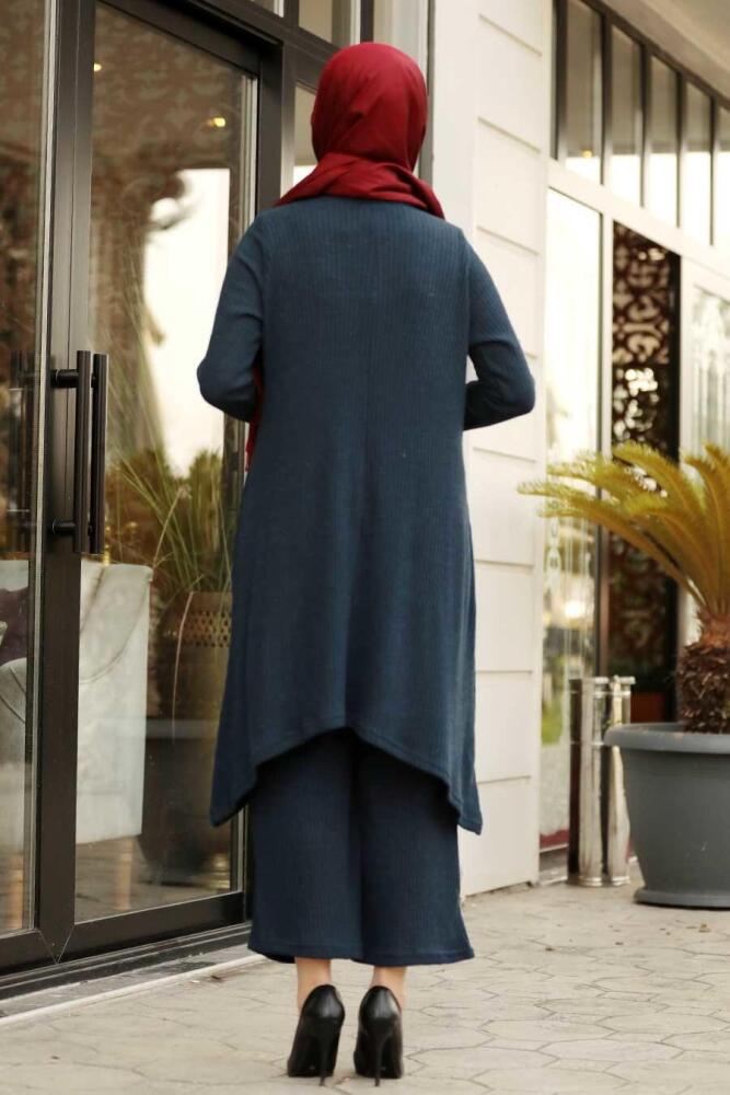 Neva Style - Lacivert Tesettür Triko İkili Takım 948L - 2