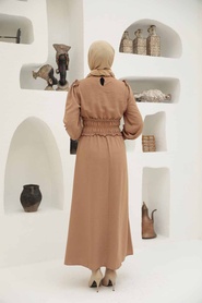 Neva Style - Lastikli Bisküvi Tesettür Elbise 1300BS - Thumbnail