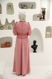 Neva Style - Lastikli Pudra Tesettür Elbise 1300PD - Thumbnail