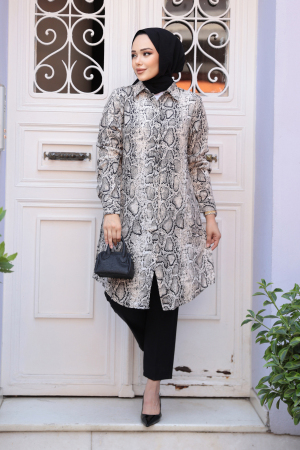 Neva Style - Leopar Desenli Tesettür Viskon Tunik 11529LP - 1