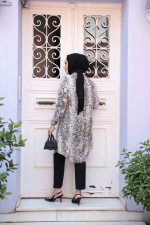 Neva Style - Leopar Desenli Tesettür Viskon Tunik 11529LP - 4