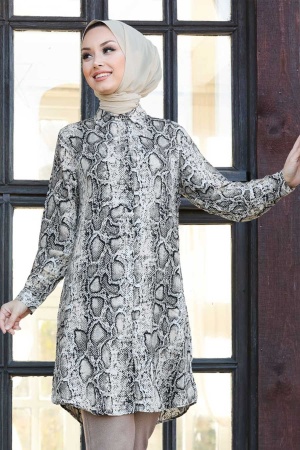 Neva Style - Leopar Desenli Tesettür Viskon Tunik 11529LP - 3