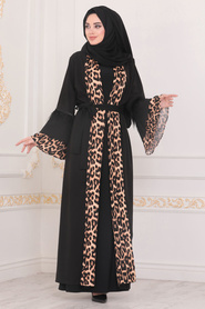 Neva Style - Leopard Abaya Suit 9132LP - Thumbnail