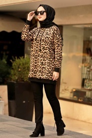 Neva Style - Leopard Hijab Sweatshirt & Tunic 5132LP - Thumbnail