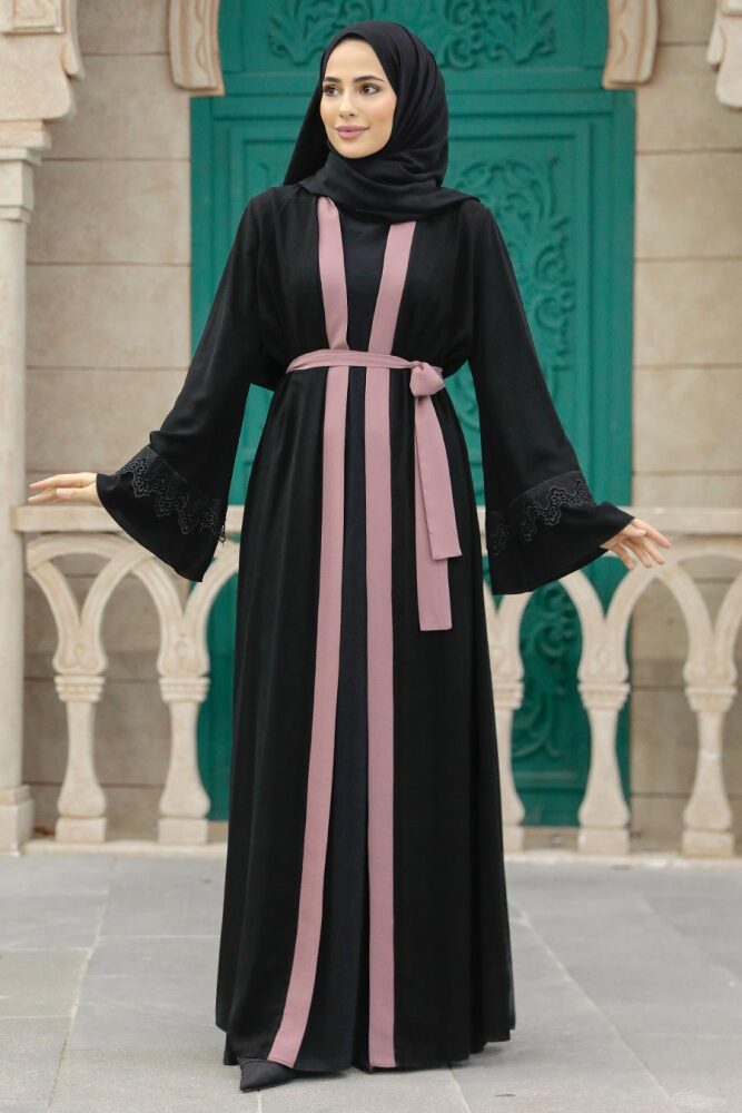 Light Dusty Rose Plus Size Abaya 55440AGK - 1