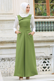 Neva Style - Light Green Hijab Dress 7055AY - Thumbnail
