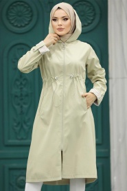 Neva Style - Light Khaki Hijab Turkish Trench Coat 613AHK - Thumbnail