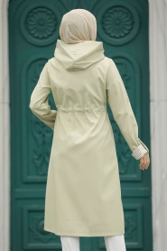 Neva Style - Light Khaki Hijab Turkish Trench Coat 613AHK - Thumbnail