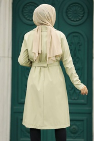 Neva Style - Light Khaki Islamic Clothing Trench Coat 59371AHK - Thumbnail