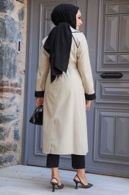 Neva Style - Light Khaki Muslim Trench Coat 5371AHK - Thumbnail