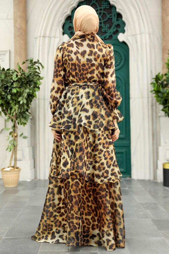 Light Leopard Hijab For Women Dress 3825ALP - 4