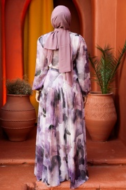 Neva Style - Lila Hijab For Women Dress 33095LILA - Thumbnail