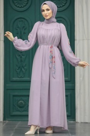 Neva Style - Lila Hijab For Women Dress 8889LILA - Thumbnail