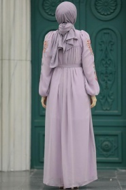 Neva Style - Lila Hijab For Women Dress 8889LILA - Thumbnail