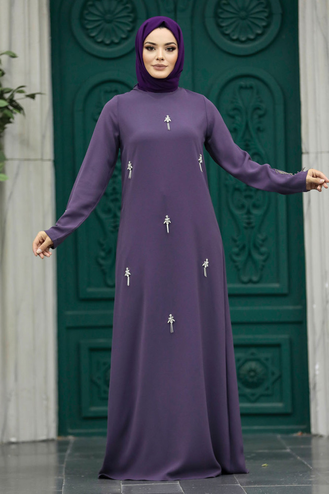 Lila Hijab Maxi Dress 30024LILA - 1