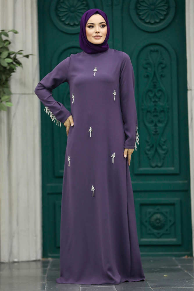 Lila Hijab Maxi Dress 30024LILA - 2
