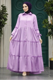Neva Style - Lila Hijab Turkish Dress 5884LILA - Thumbnail