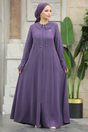 Lila Long Sleeve Turkısh Abaya 20021LILA - 2
