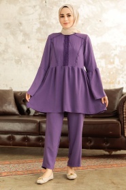 Neva Style - Lila Muslim Dual Suit 6250LILA - Thumbnail