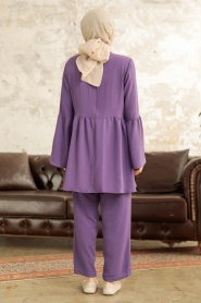 Neva Style - Lila Muslim Dual Suit 6250LILA - Thumbnail