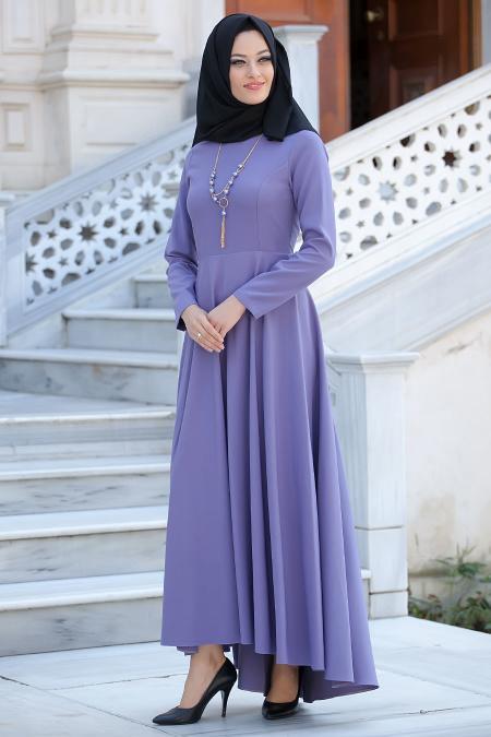 Neva Style - Lila Tesettür Elbise 4055LILA - 2