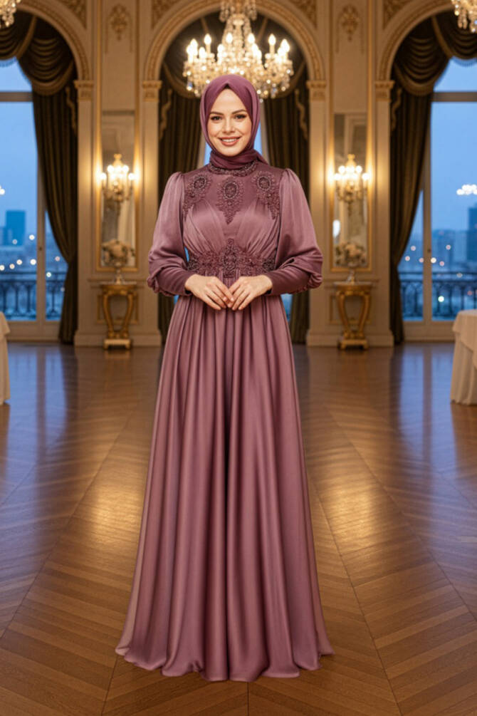 Neva Style - Luxury Dark Dusty Rose Modest Prom Dress 22101KGK - 1